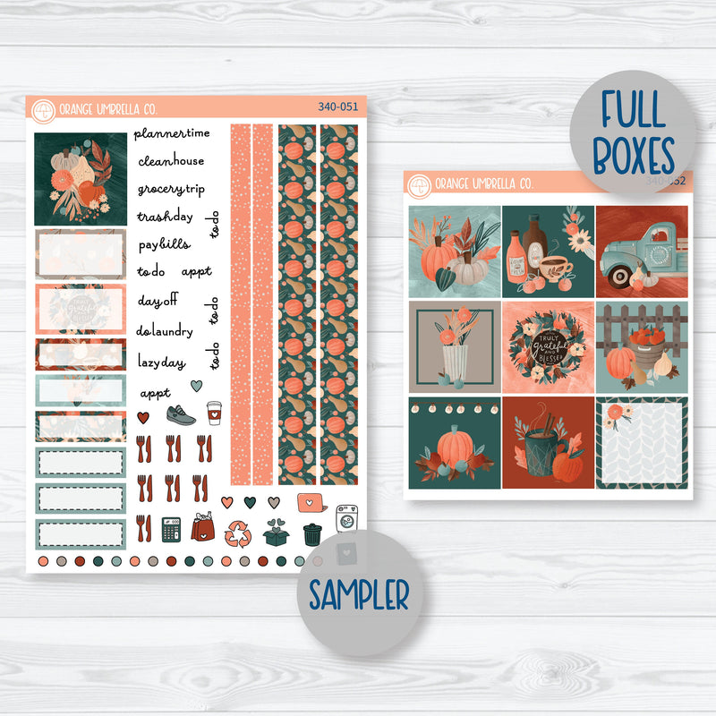 Fall Autumn Stickers | Hobonichi Cousin Planner Kit Stickers | Fall | 340-051