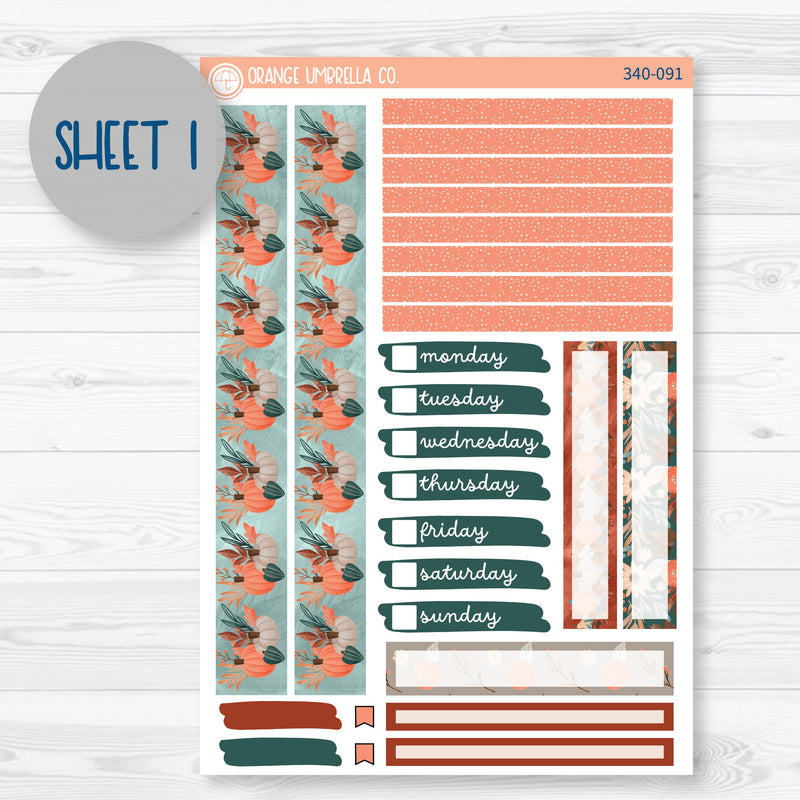 Fall Autumn Stickers | 7x9 Compact Vertical Planner Kit Stickers | Fall Farmer's Market | 340-091