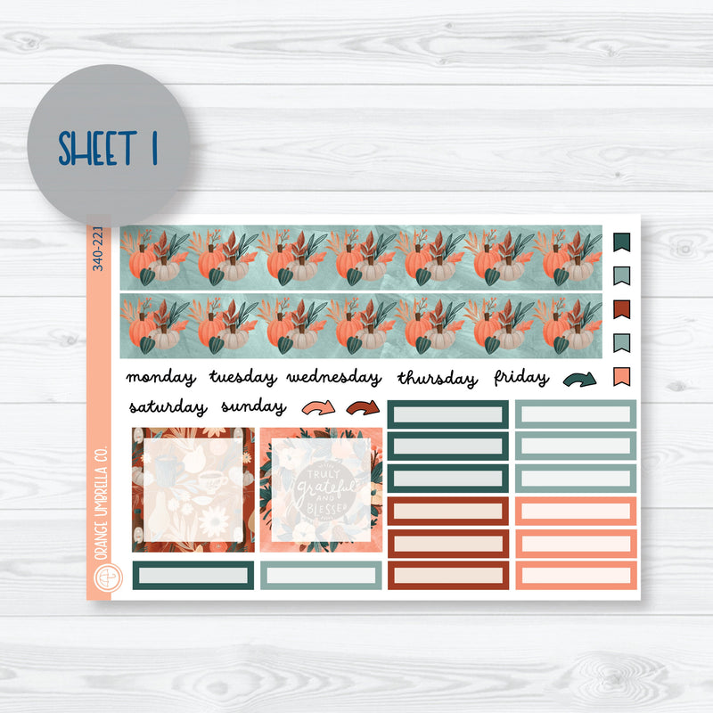 Fall Autumn Stickers | 7x9 Plum Monthly Planner Kit Stickers | Fall Farmer's Market | 340-221