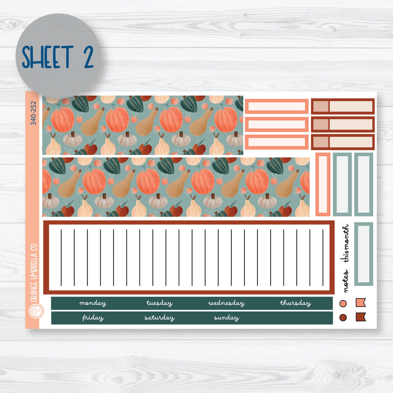 Fall Autumn Stickers 7x9 ECLP Monthly & Dashboard Planner Kit Stickers | Fall Farmer's Market | 340-251