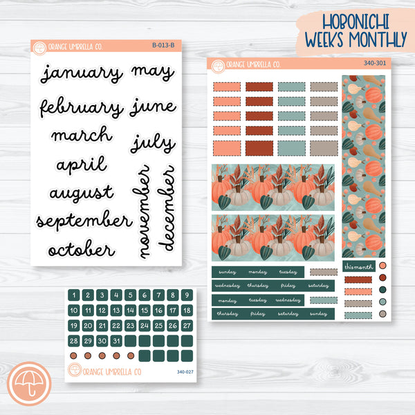 Fall Autumn Stickers | Hobonichi Weeks Monthly Planner Kit Stickers | Fall Farmer's Market | 340-301