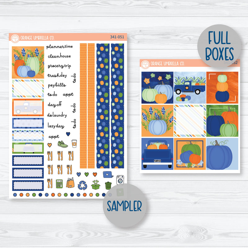 Pumpkins & Pickup Trucks | Hobonichi Cousin Planner Kit Stickers | Pickup Pumpkins | 341-051