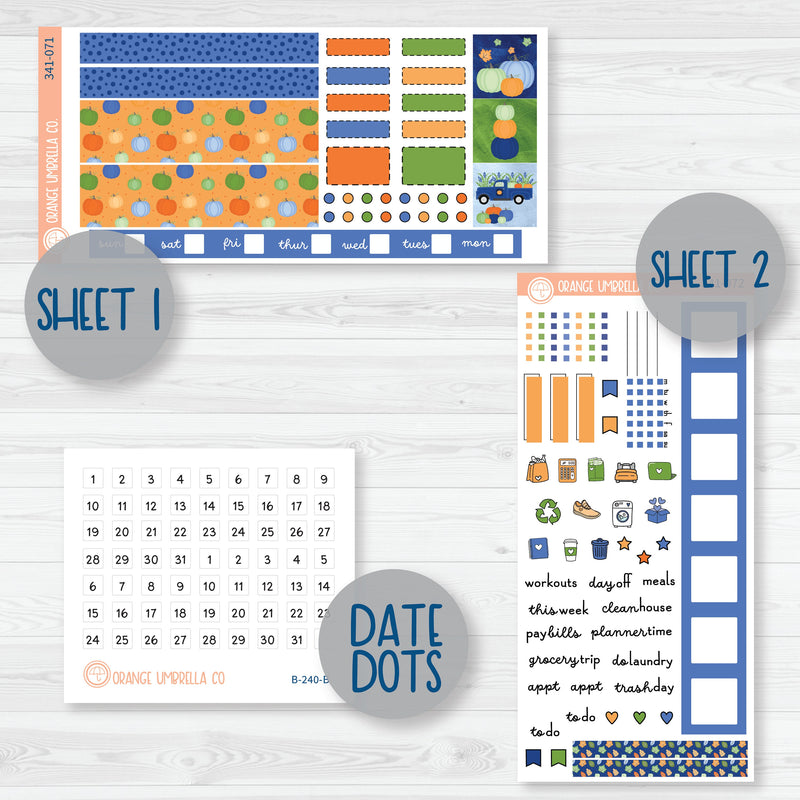 Pumpkins & Pickup Trucks | Hobonichi Weeks Planner Kit Stickers | Pickup Pumpkins | 341-071