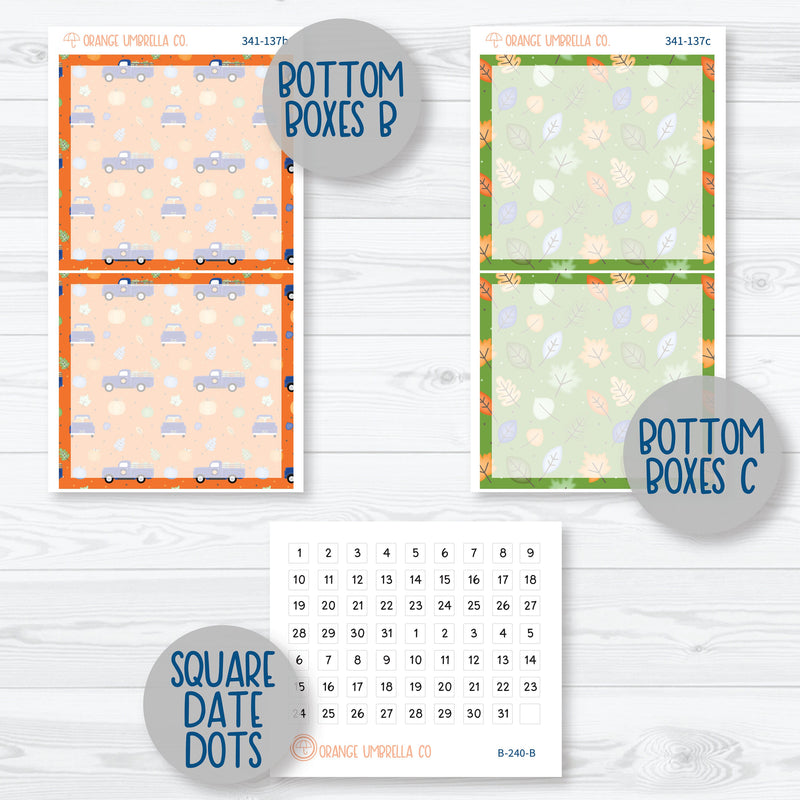 Pumpkins & Pickup Trucks | 7x9 Daily Duo Planner Kit Stickers | Pumpkin Pickups | 341-131