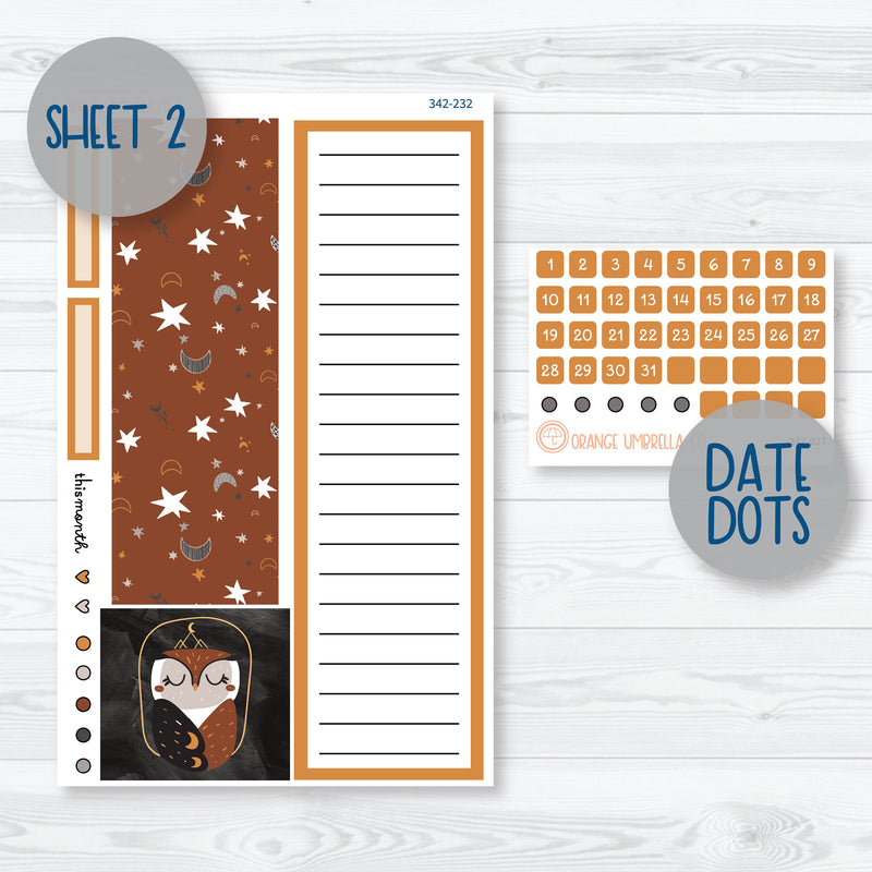 Owl Planner Kit | 8.5x11 Plum Monthly Planner Kit Stickers | Side Eye | 342-231