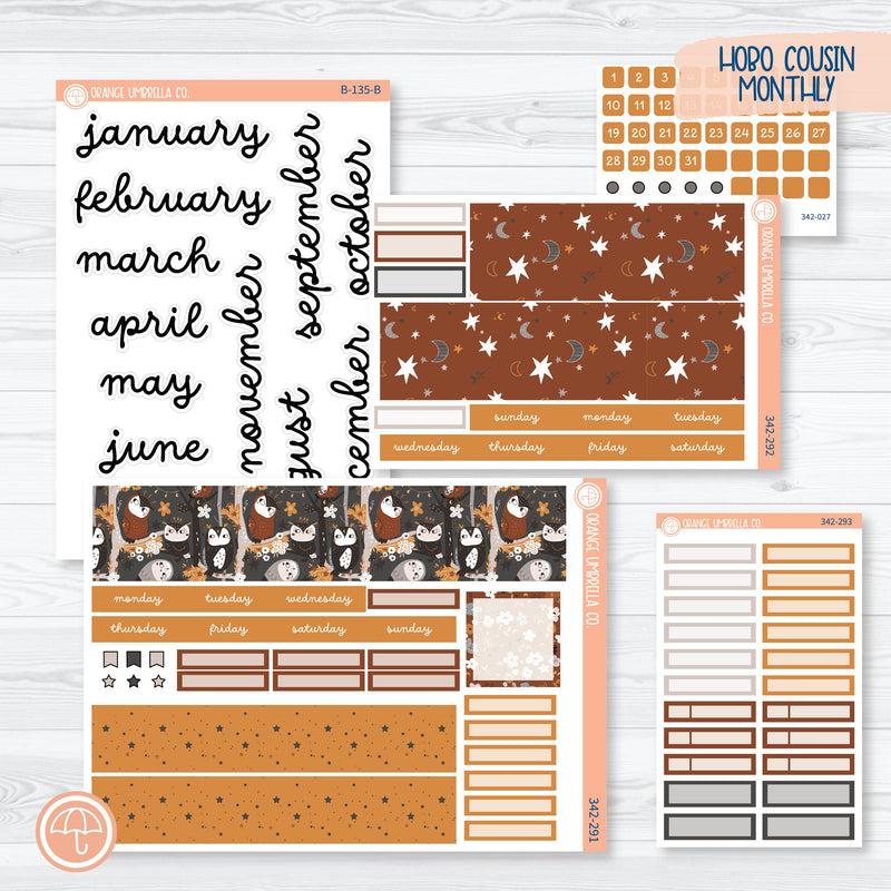 Owl Planner Kit | Hobonichi Cousin Monthly Planner Kit Stickers | Side Eye | 342-291