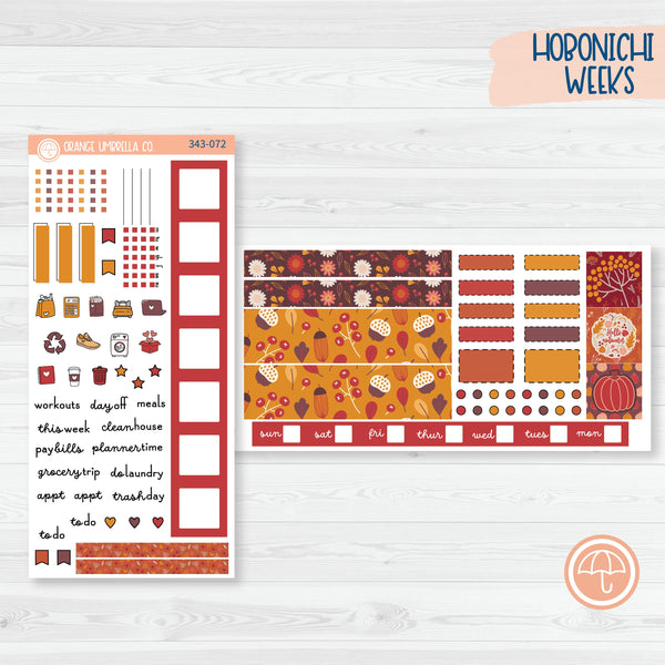 Autumn Pumpkins & Florals | Hobonichi Weeks Planner Kit Stickers | Amber Waves | 343-071