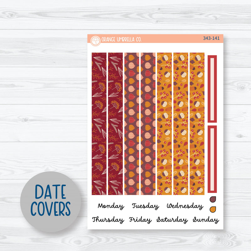 Autumn Pumpkins & Florals | A5 Plum Daily Planner Kit Stickers | Amber Waves | 343-141