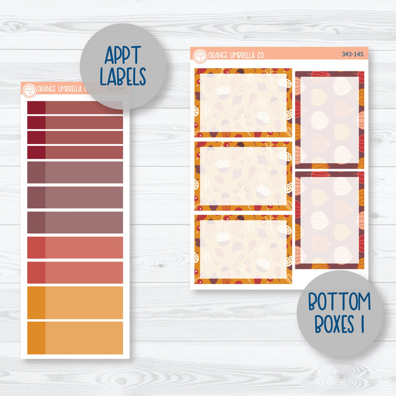 Autumn Pumpkins & Florals | A5 Plum Daily Planner Kit Stickers | Amber Waves | 343-141