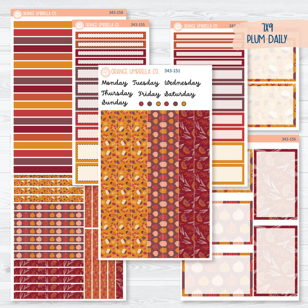 Autumn Pumpkins & Florals | 7x9 Plum Daily Planner Kit Stickers | Amber Waves | 343-151