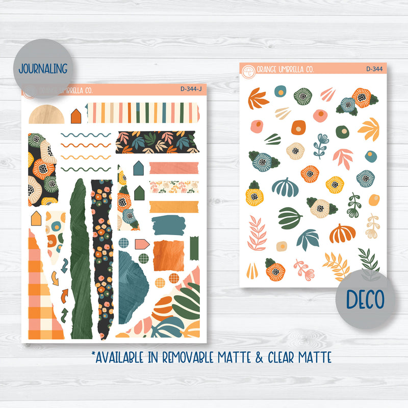 Fall Leaves & Florals | Kit Deco Journaling Planner Stickers | Madeline | D-344