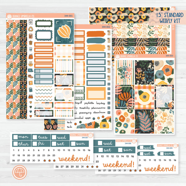 Fall Leaves & Florals | Weekly Planner Kit Stickers | Madeline | 344-001