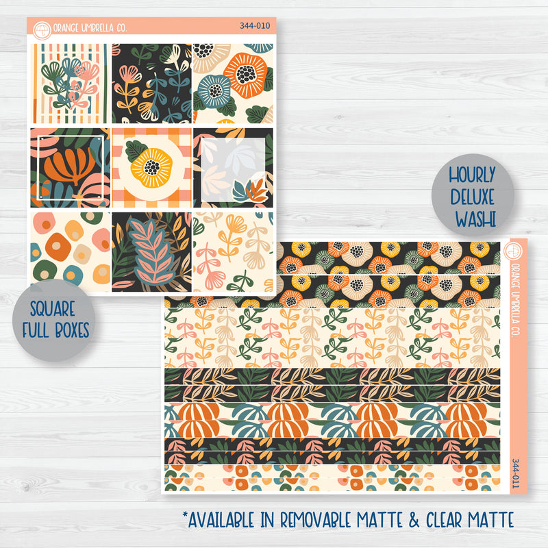 Fall Leaves & Florals | Weekly Planner Kit Stickers | Madeline | 344-001