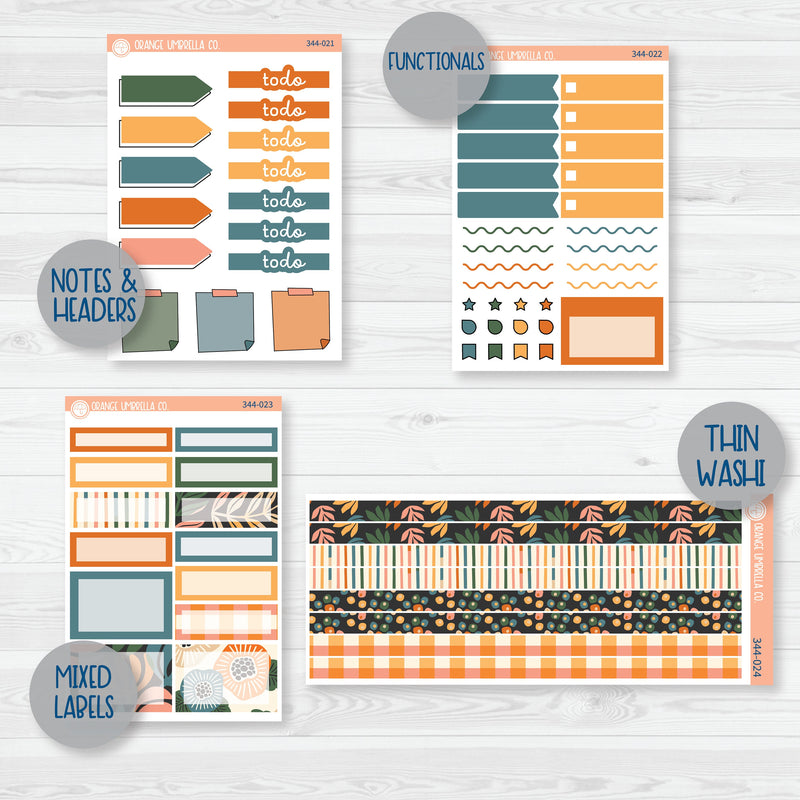 Fall Leaves & Florals | Weekly Add-On Planner Kit Stickers | Madeline | 344-012