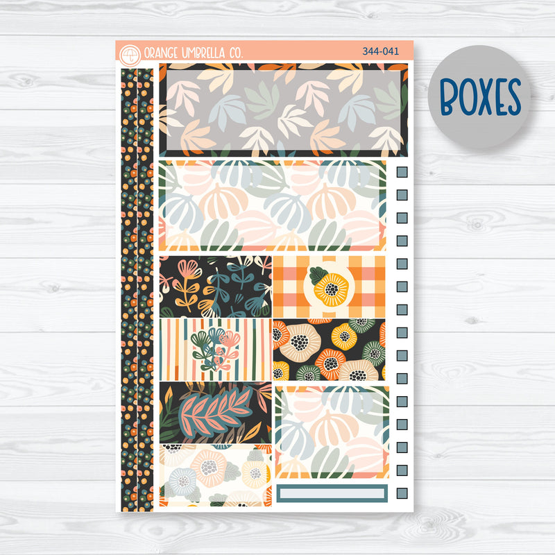 Fall Leaves & Florals | Plum Vertical Priorities 7x9 Planner Kit Stickers | Madeline | 344-041