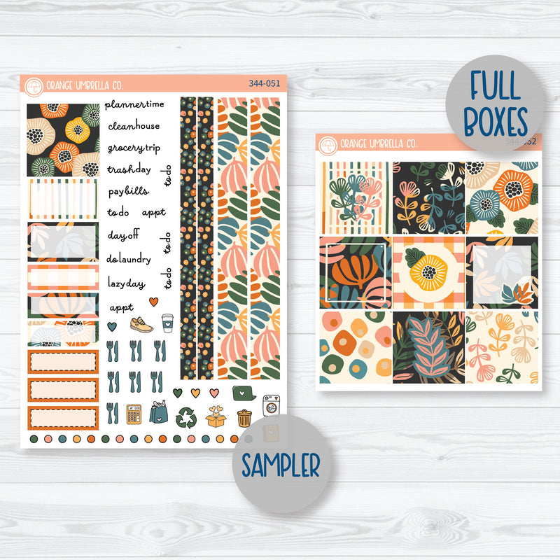 Fall Leaves & Florals | Hobonichi Cousin Planner Kit Stickers | Madeline | 344-051