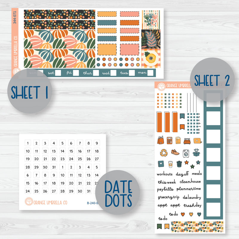 Fall Leaves & Florals | Hobonichi Weeks Planner Kit Stickers | Madeline | 344-071