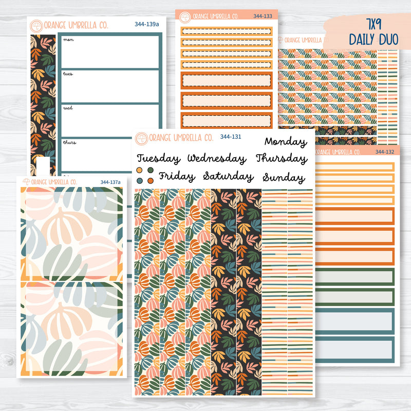 Fall Leaves & Florals | 7x9 Daily Duo Planner Kit Stickers | Madeline | 0-131