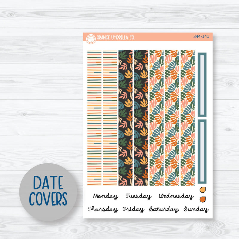 Fall Leaves & Florals | A5 Plum Daily Planner Kit Stickers | Madeline | 344-141