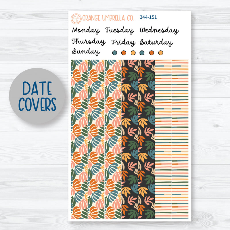 Fall Leaves & Florals | 7x9 Plum Daily Planner Kit Stickers | Madeline | 344-151