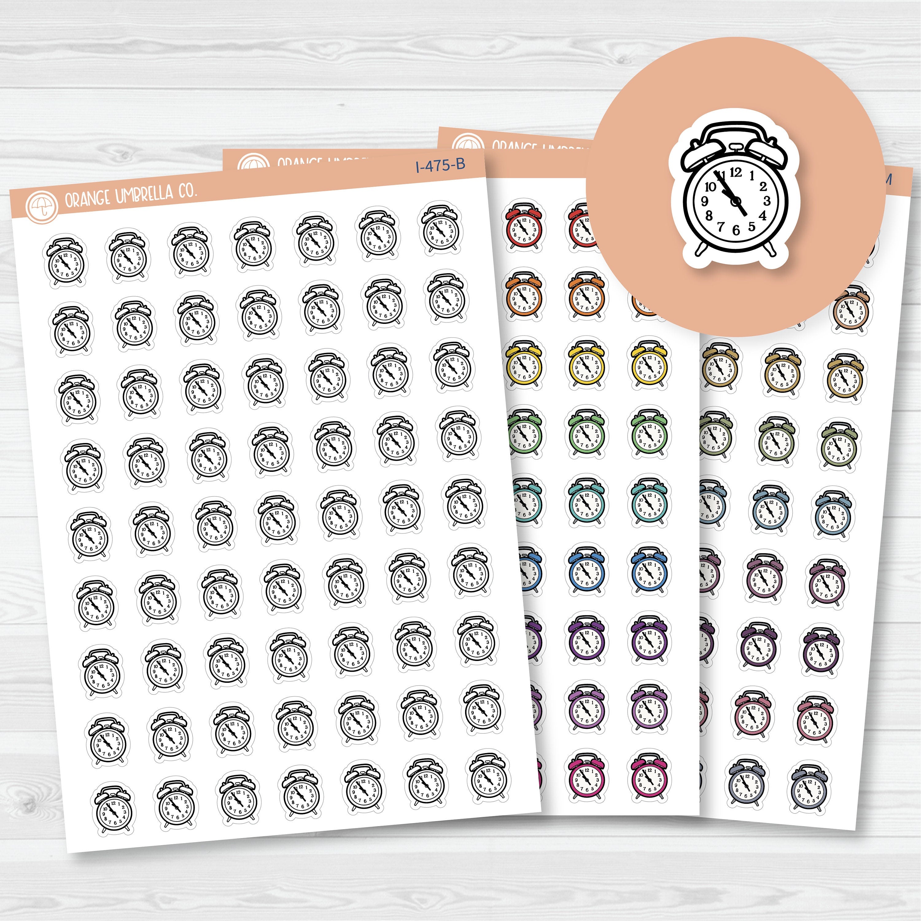 Hand Doodled Clock Icon Planner Stickers | I-475