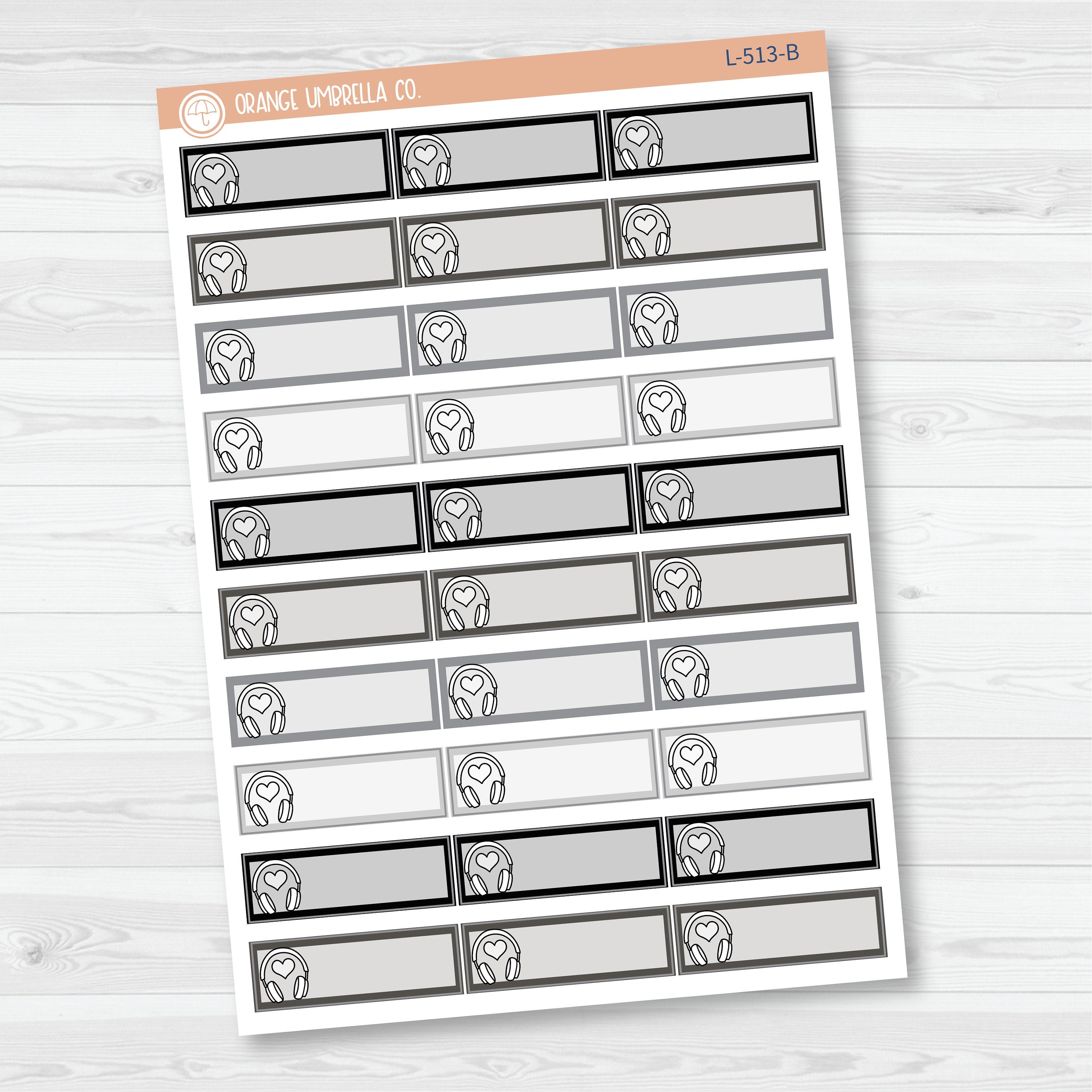 Hand Doodled Headphones Color Label Planner Stickers | Solid Color Labels | L-513
