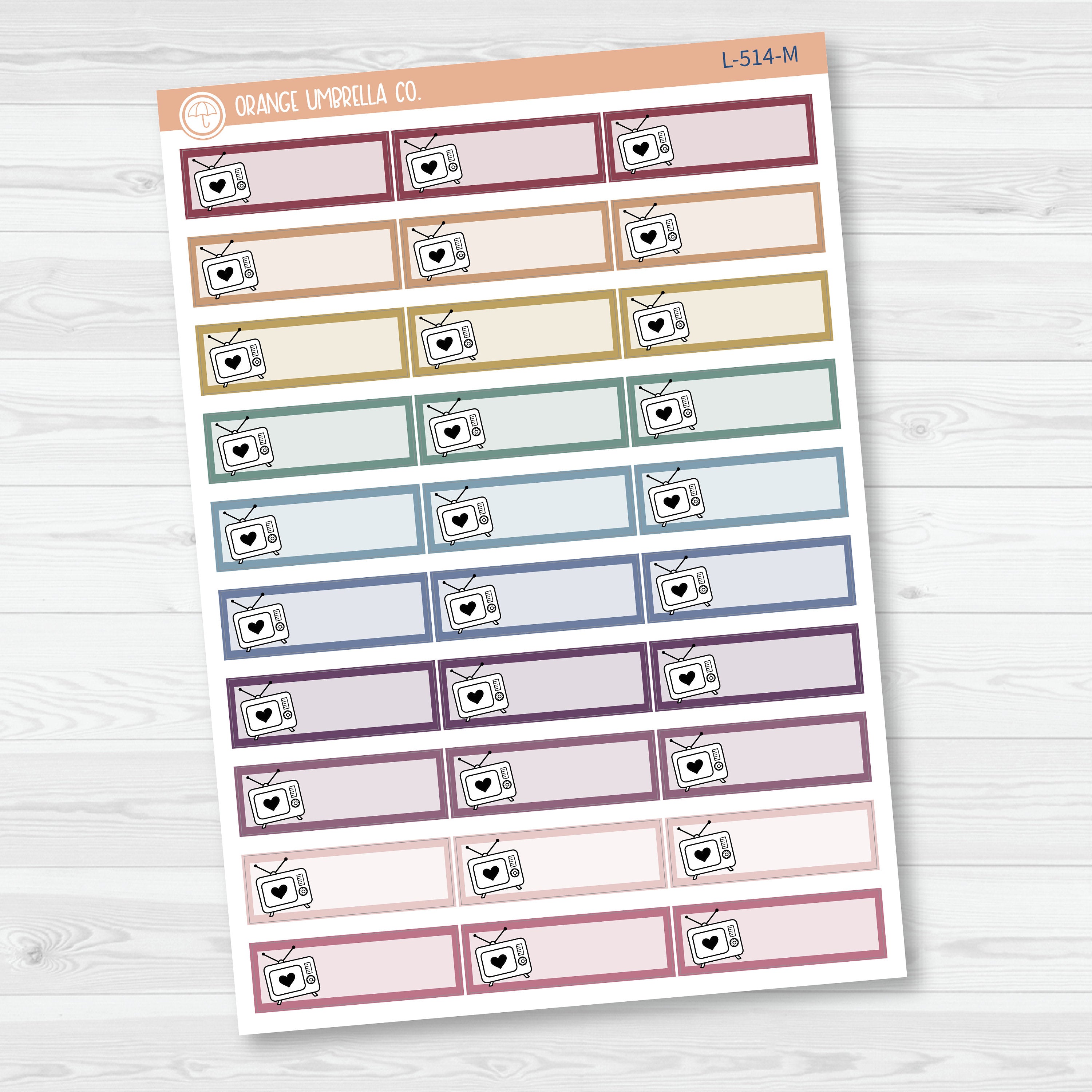 Hand Doodled TV Color Label Planner Stickers | Solid Color Labels | L-514