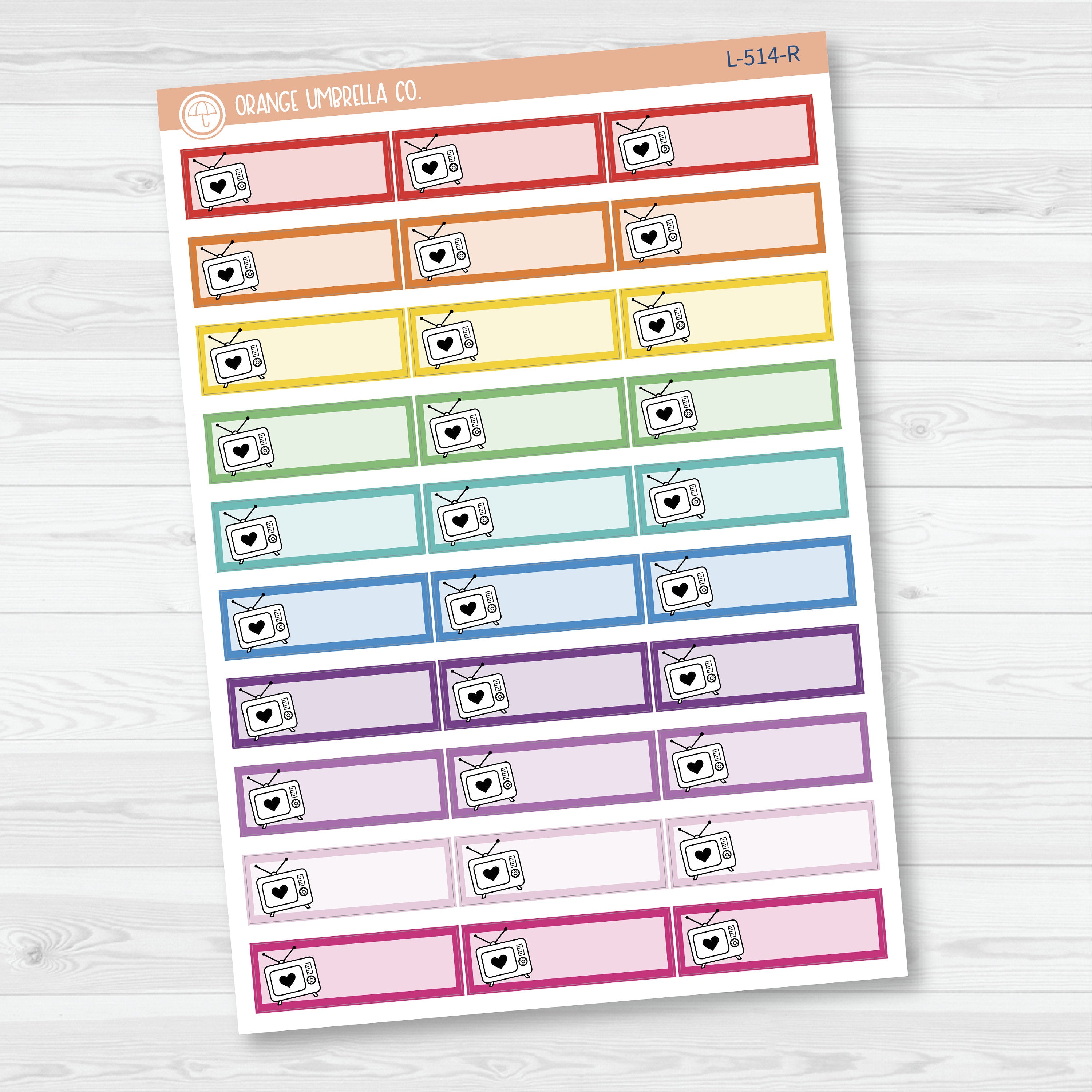 Hand Doodled TV Color Label Planner Stickers | Solid Color Labels | L-514