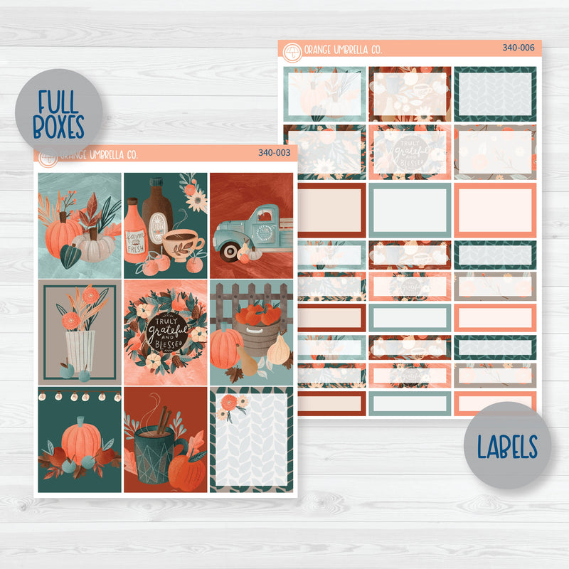 Fall Autumn Kit | Weekly Planner Kit Stickers | Fall Farmer's Market | 340-001