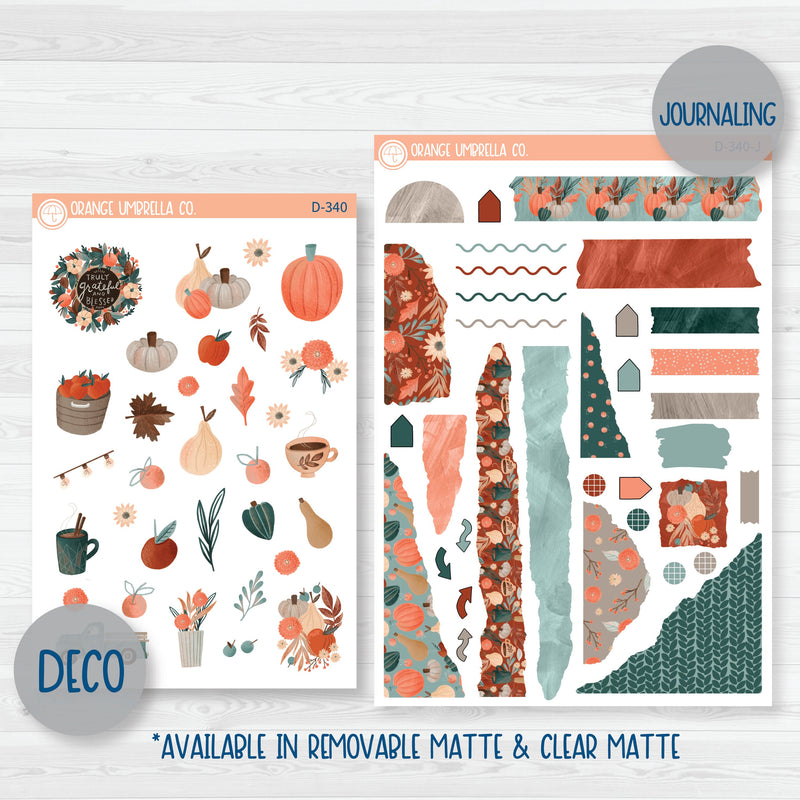 Fall Autumn Kit | Weekly Planner Kit Stickers | Fall Farmer's Market | 340-001