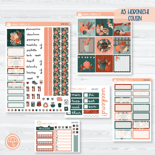 Fall Autumn Stickers | Hobonichi Cousin Planner Kit Stickers | Fall | 340-051