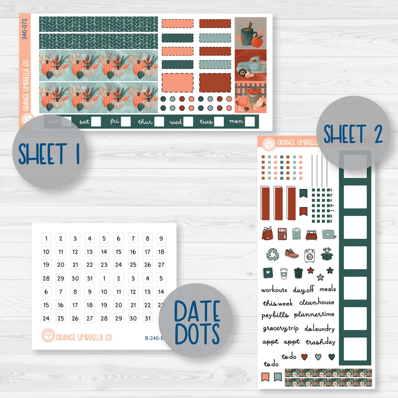 Fall Autumn Stickers | Hobonichi Weeks Planner Kit Stickers | Fall Farmer's Market | 340-071