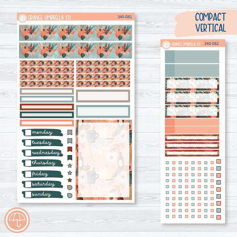 Fall Autumn Stickers | Compact Vertical Planner Kit Stickers for Erin Condren | Fall Farmer's Market | 340-081