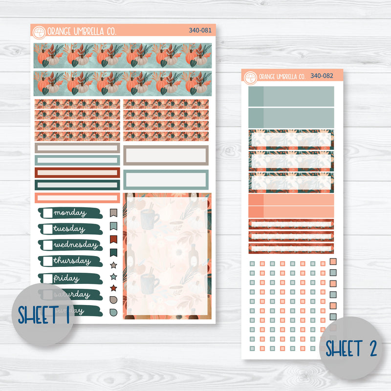 Fall Autumn Stickers | Compact Vertical Planner Kit Stickers for Erin Condren | Fall Farmer's Market | 340-081