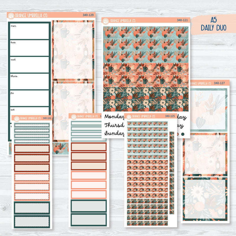 Fall Autumn Stickers | A5 Daily Duo Planner Kit Stickers | Fall Farmer's Market | 340-121