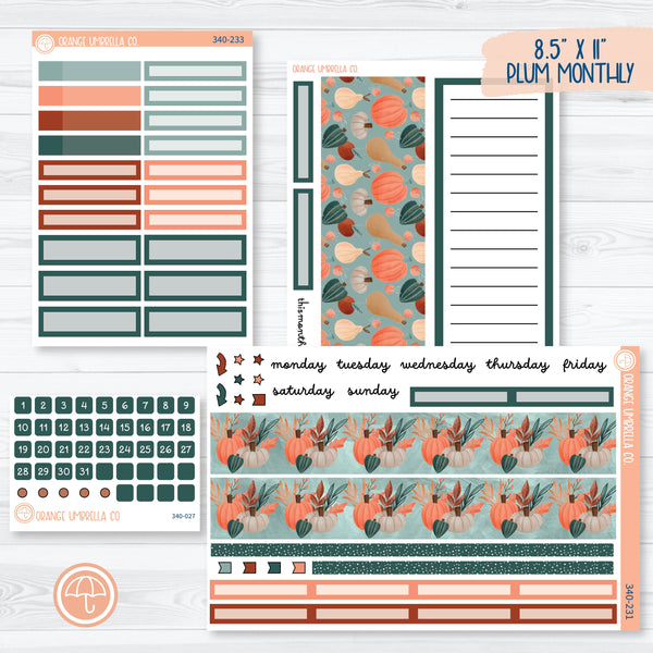 Fall Autumn Stickers | 8.5x11 Plum Monthly Planner Kit Stickers | Fall Farmer's Market | 340-231