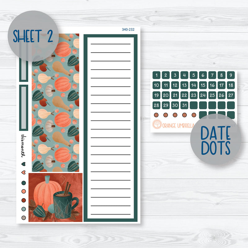 Fall Autumn Stickers | 8.5x11 Plum Monthly Planner Kit Stickers | Fall Farmer's Market | 340-231