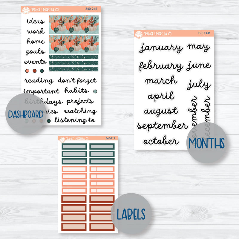 Fall Autumn Stickers | EC Monthly & Dashboard Planner Kit Stickers | Fall Farmer's Market | 340-241