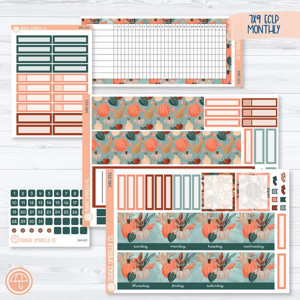 Fall Autumn Stickers 7x9 ECLP Monthly & Dashboard Planner Kit Stickers | Fall Farmer's Market | 340-251
