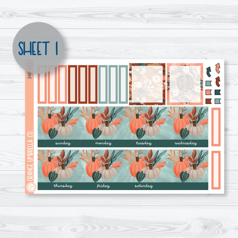 Fall Autumn Stickers 7x9 ECLP Monthly & Dashboard Planner Kit Stickers | Fall Farmer's Market | 340-251