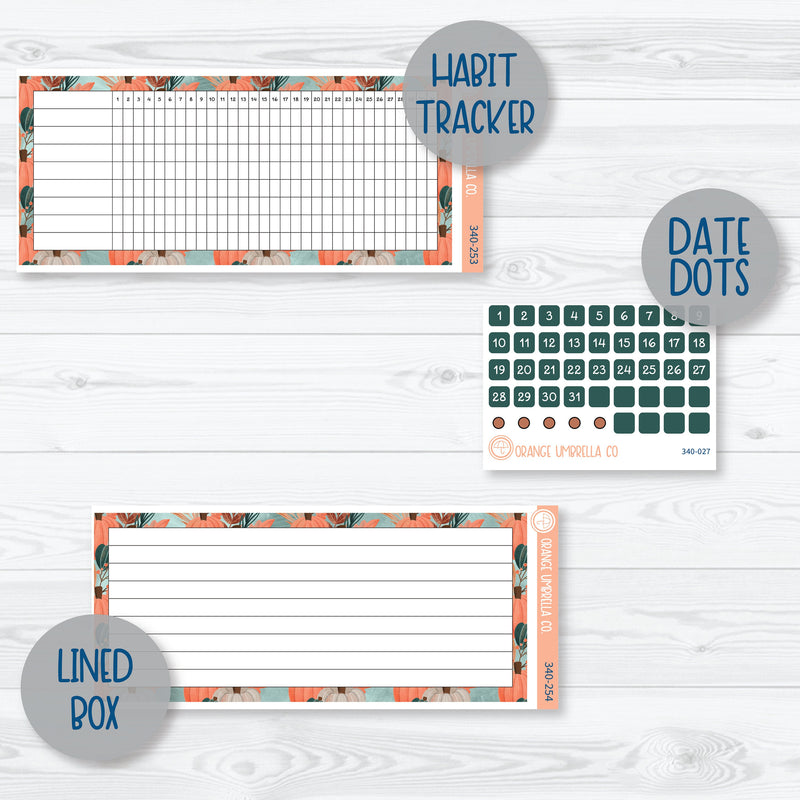 Fall Autumn Stickers 7x9 ECLP Monthly & Dashboard Planner Kit Stickers | Fall Farmer's Market | 340-251