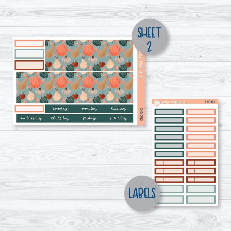 Fall Autumn Stickers | Hobonichi Cousin Monthly Planner Kit Stickers | Fall Farmer's Market | 340-291