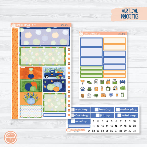 Pumpkins & Pickup Trucks | Plum Vertical Priorities 7x9 Planner Kit Stickers | Pickup Pumpkins | 341-041