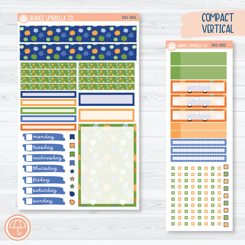 Pumpkins & Pickup Trucks Kit | Compact Vertical Planner Kit Stickers for Erin Condren | Pickup Pumpkins | 341-081