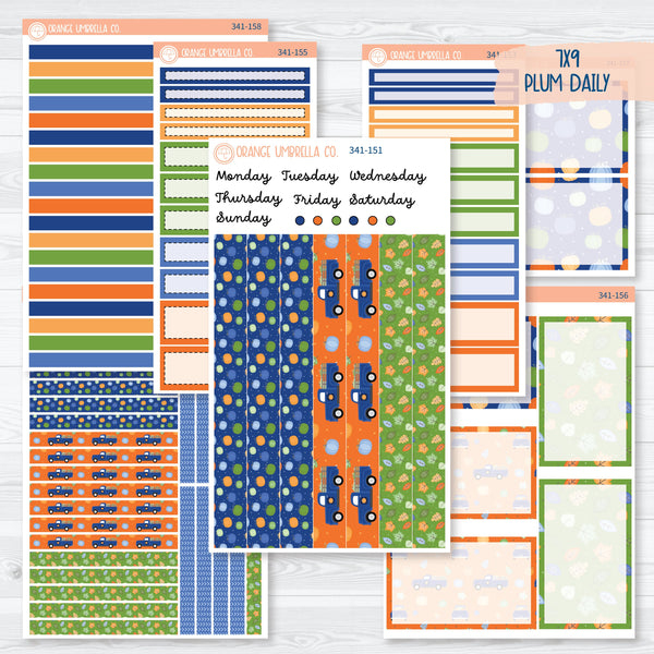 Pumpkin & Pickup Trucks | 7x9 Plum Daily Planner Kit Stickers | Pickup Pumpkins | 341-151