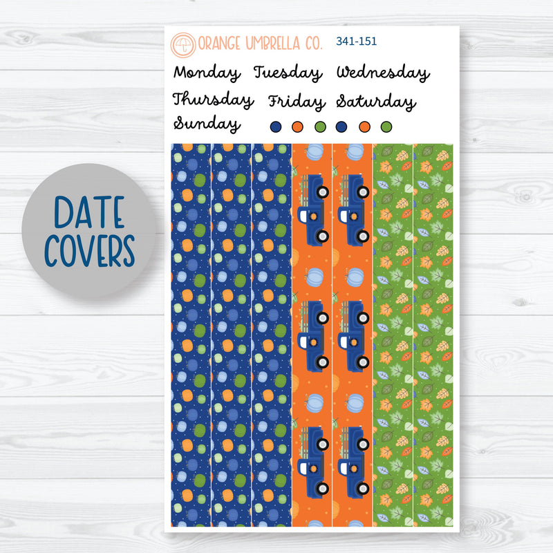 Pumpkin & Pickup Trucks | 7x9 Plum Daily Planner Kit Stickers | Pickup Pumpkins | 341-151