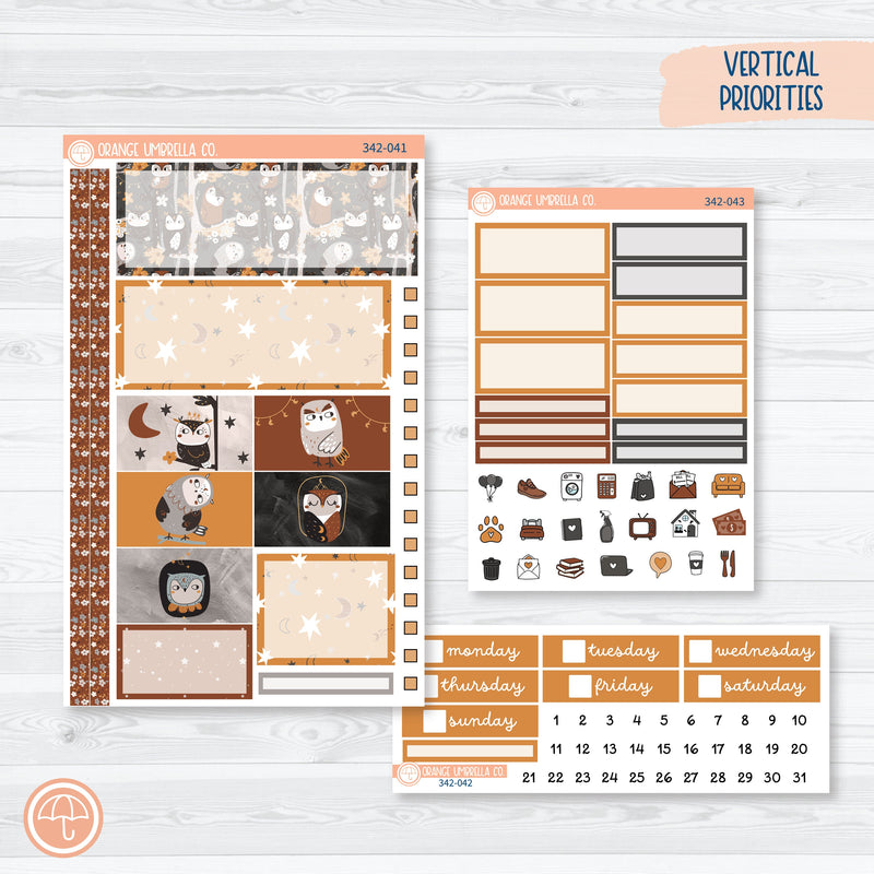 Owl Planner Kit | Plum Vertical Priorities 7x9 Planner Kit Stickers | Side Eye | 342-041