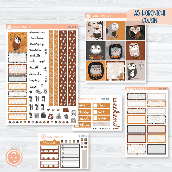 Owl Planner Kit | Hobonichi Cousin Planner Kit Stickers | Side Eye | 342-051
