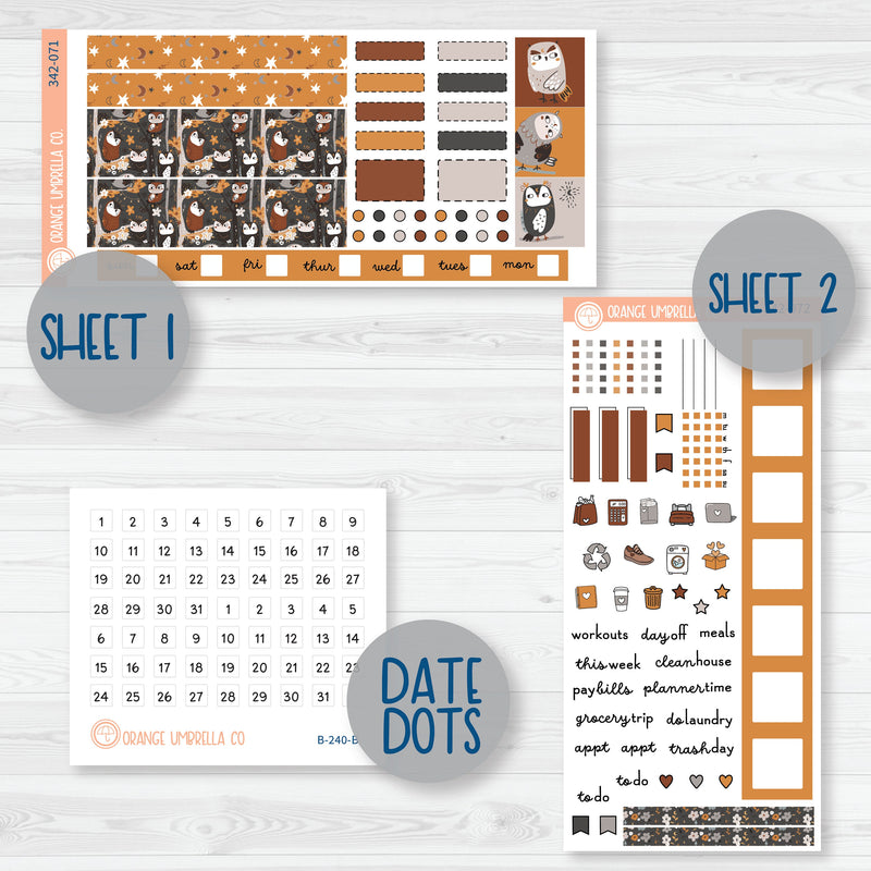 Owl Planner Kit | Hobonichi Weeks Planner Kit Stickers | Side Eye | 342-071