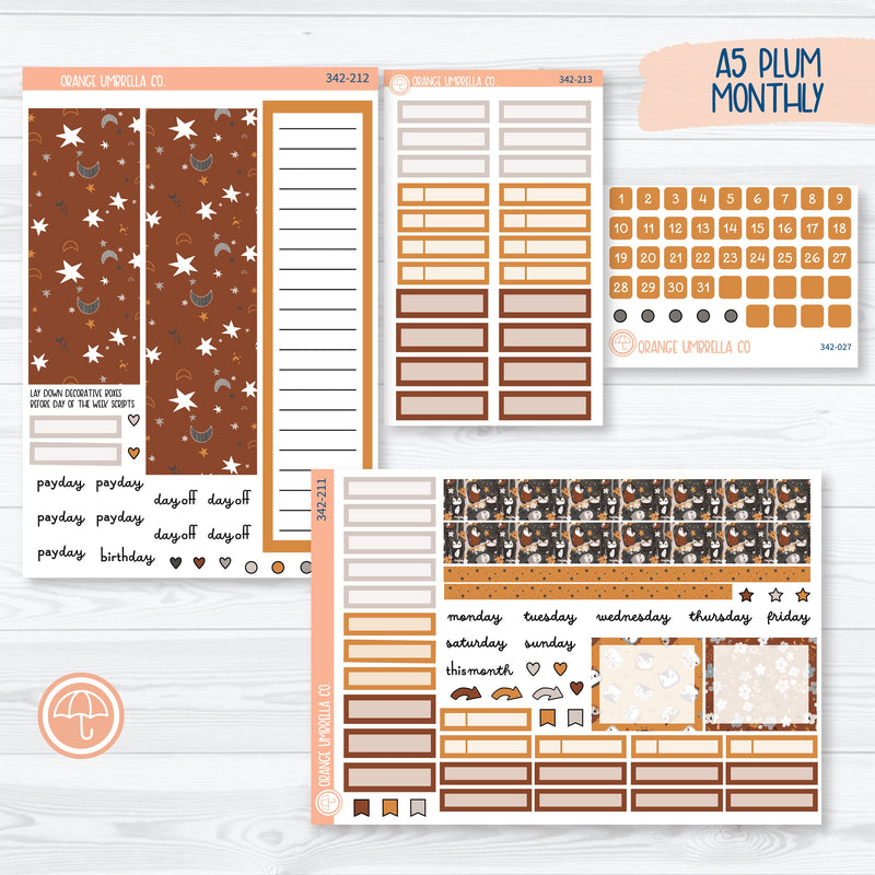 Owl Planner Kit | A5 Plum Monthly Planner Kit Stickers | Side Eye | 342-211